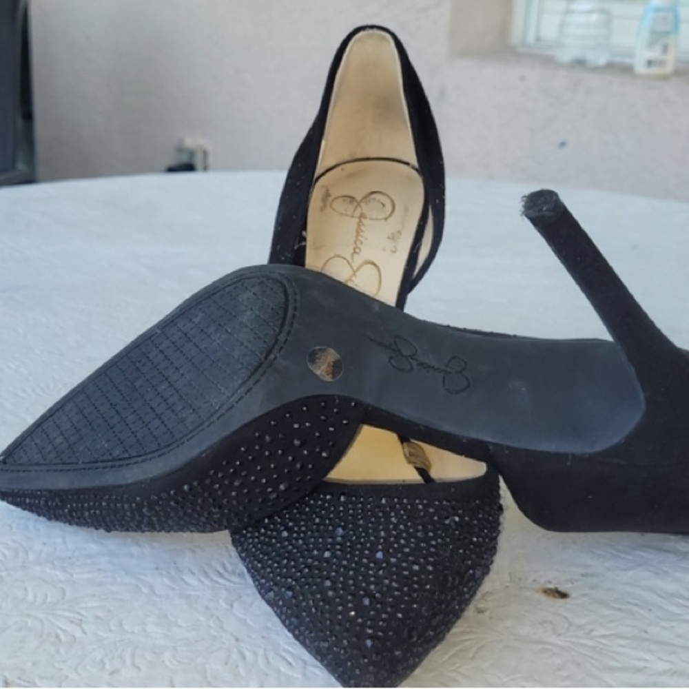 Jessica Simpson Black Heels Sparkly Elegant Design